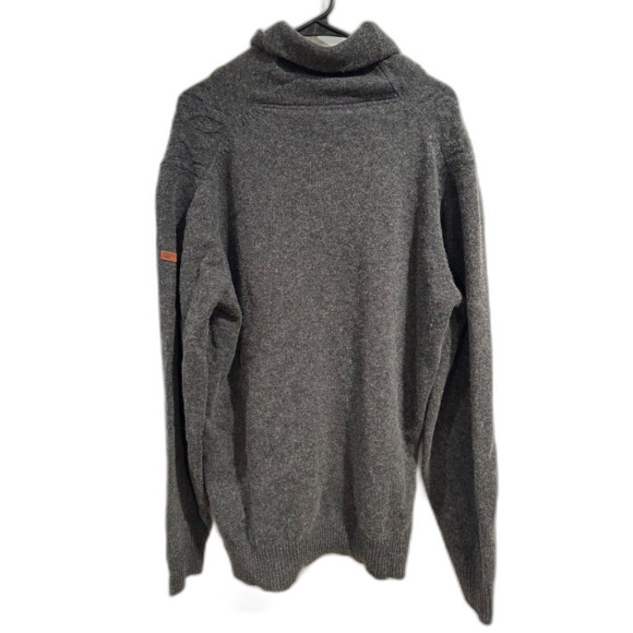 Ben Sherman Charcoal Gray Lambswool Mock Neck Pullover Cableknit Sweater XL - Picture 3 of 9